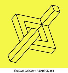 Impossible shape, line design, vector illustration.