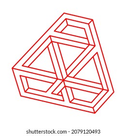 Unmögliche Form. Logo. Abstraktes ewiges geometrisches Objekt. Optische Kunst. Unmögliche endliche Umrisse. Line Art. Unmögliches Geometriesymbol auf weißem Hintergrund. Optische Illusion. Escher Stil.
