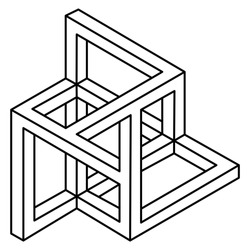 Impossible shape logo design, optical illusion object. Optical art figure. Sacred geometry.