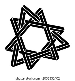 Impossible shape logo design, optical illusion object. Optical art figure. Sacred geometry.