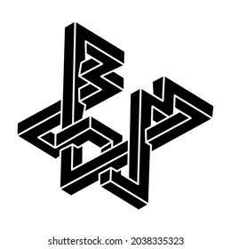 Impossible shape logo design, optical illusion object. Optical art. Geometry figure.