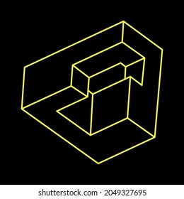 Impossible shape logo design, optical illusion object. Optical art. Sacred geometry figure. Line art.