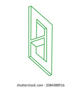 Impossible shape. Logo. Sacred geometry figure. Optical illusion. Abstract eternal geometric object. Impossible endless outline. Optical art. Impossible geometry green shape on a white background.