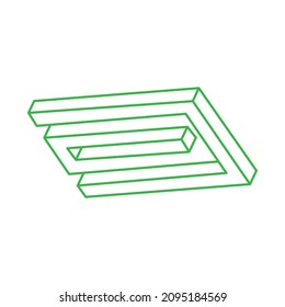 Impossible shape. Logo. Sacred geometry figure. Optical illusion. Abstract eternal geometric object. Impossible endless outline. Optical art. Impossible geometry shape on a white background.