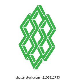 Impossible shape. Logo. Sacred geometry figure. Optical illusion. Abstract eternal geometric objects. Impossible endless outline. Optical art. Impossible geometry shape on a white background.