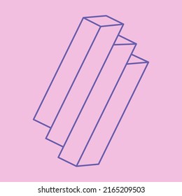 Impossible shape. Logo. Sacred geometry figure. Optical illusion. Abstract eternal geometric object. Impossible endless outline. Line art. Optical art. Impossible geometry shape on a pink background.