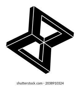 Impossible shape. Optical art. Sacred geometry figure. Optical illusion. Abstract eternal geometric object.