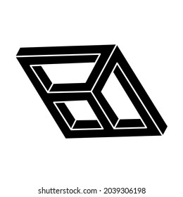 Impossible shape. Optical art. Sacred geometry. Optical illusion figure. Abstract eternal geometric object.