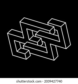 Impossible shape. Optical art. Sacred geometry figure. Optical illusion. Abstract eternal geometric object. 