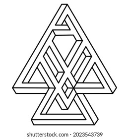 Impossible shape. Optical illusion figures. Optical art object. Line art.