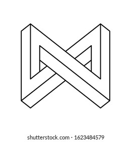 Impossible shape, optical illusion. Geometric optical illusion shapes for logo or identity