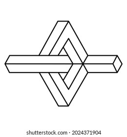 Impossible shape. Optical illusion object. 3d illustration. Optical art figure.