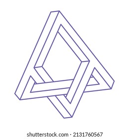 Impossible shape. Optical illusion. Sacred geometry figure. Abstract eternal geometric object. Impossible endless outline. Optical art. Impossible geometry shape on a white background. Logo.