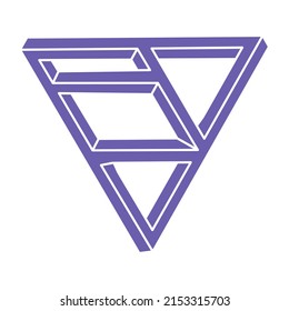 Impossible shape. Optical illusion. Sacred geometry figure. Abstract eternal geometric object. Impossible endless outline. Optical art. Impossible geometry shape on a white background. Logo.