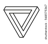 Impossible shape, optical illusion. Vector illustration of abstract  symbol Penrose triangle. Sacred geometry sign made in stippling technique. Isolated symbol. Pointillism. 