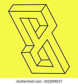 Impossible shape, optical illusion, vector. Optical art. Geometric figure.