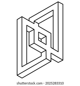 Impossible shape, optical illusion, vector. Optical art object. Geometric figure.