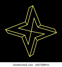 Impossible shape, optical illusion, vector. Optical art object. Geometric figure.