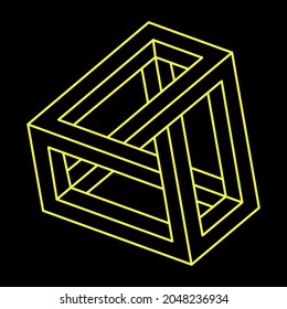 Impossible shape, optical illusion, vector. Optical art object. Geometric figure.