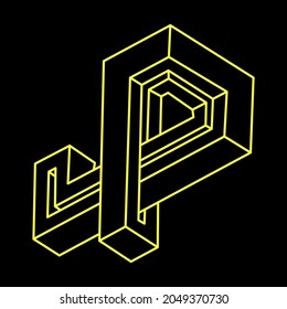 Impossible shape, optical illusion, vector. Optical art object. Geometric figures.