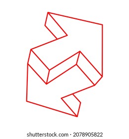 Impossible shape, optical illusion, vector. Optical art object. Geometric figures.