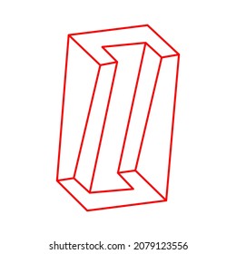 Impossible shape, optical illusion, vector. Logo. Optical art object. Geometric figure. Line art. Escher style.