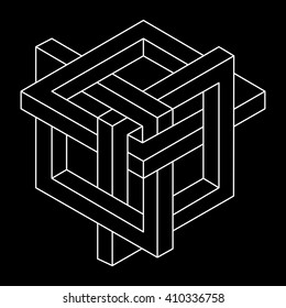 Impossible shape, optical illusion, vector