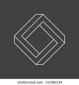 Impossible shape, penrose square, vector illustration