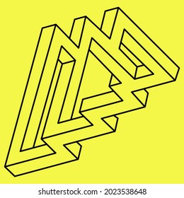 Impossible shape. Sacred geometry figure. Optical illusion object. 