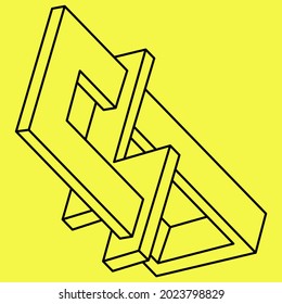 Unmögliche Form. Heilige Geometrie-Figur. Optisches Illusionsobjekt. Line Art.