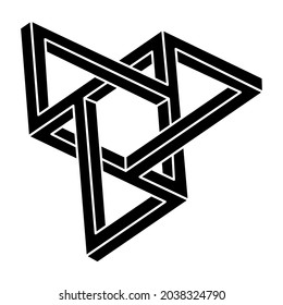 Impossible shape. Sacred geometry figure. Optical illusion. Abstract eternal geometric object.