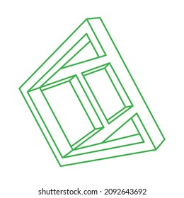 Forma imposible. Figura sagrada de la geometría. Ilusión óptica. Resumen de objetos geométricos eternos. Imposible contorno interminable. Arte óptico. Forma de geometría imposible sobre un fondo blanco. Estilo Escher.