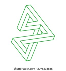Impossible shape. Sacred geometry figure. Optical illusion. Abstract eternal geometric object. Impossible endless outline. Logo. Impossible geometry object on a white background. Optical art.