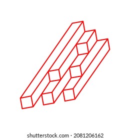 Impossible shape. Sacred geometry figures. Optical illusion. Abstract eternal geometric objects. Impossible endless outline. Optical art. Impossible geometry shape on a white background. Escher style.