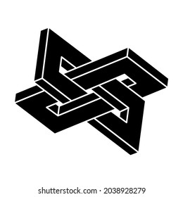 Impossible shape. Sacred geometry. Optical illusion figure. Abstract eternal geometric object. Optical art.