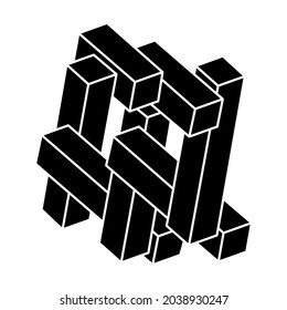 Impossible shape. Sacred geometry. Optical illusion. Abstract eternal geometric object. Optical art figure.