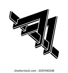 Impossible shape. Sacred geometry. Optical illusion figure. Abstract eternal geometric object. Optical art.