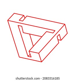 Impossible shape. Sacred geometry. Optical illusion figure. Abstract eternal geometric object. Impossible endless outline logo. Optical art. Impossible geometry symbol on a white background. Line art.