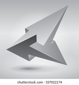 Impossible shape, unreal arrows, abstract vector object
