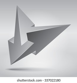 Impossible shape, unreal arrows, abstract vector object