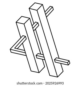 Impossible shape. Web design element. Optical Illusion object. Geometric figures.