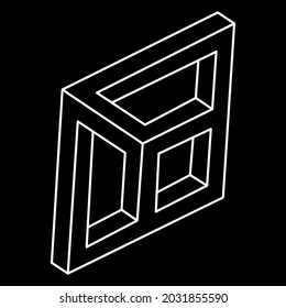 Impossible shape. Web design element. Optical illusion object. Line design. Geometric figures.