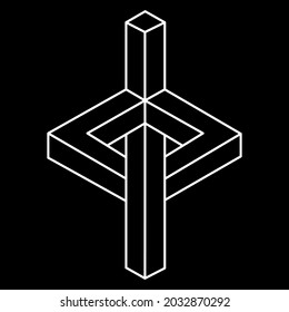Impossible shape. Web design element. Optical illusion object. Line design. Unreal geometric figures. Sacred geometry shapes. Optical art.