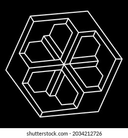 Impossible shape. Web design element. Optical illusion object. Line design. Geometric figures. Optical art shapes. Sacred geometry.