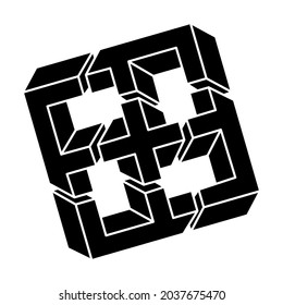 Impossible shape. Web design element. Optical illusion object. Line design. Optical art. Sacred geometry figure.