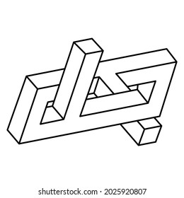 Impossible shape. Web design elements. Optical illusion object. Unreal geometry.