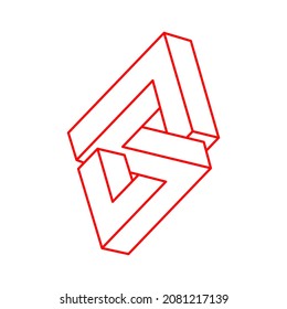 Impossible shapes. Line design. Isolated on a white background. Vector illustration. Optical illusion objects. Optical art. Logo.