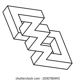 Impossible shapes logo design, optical illusion object. Op art figure. Unreal geometry.