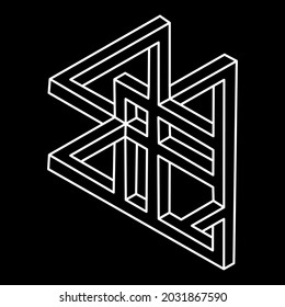 Impossible shapes logo design, optical illusion object. Op art figures. Sacred geometry.