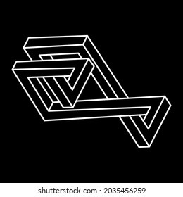 Impossible shapes logo design, optical illusion object. Optical art figures. Escher style. Sacred geometry.